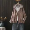Coleção Primavera 2026: Cardigan Feminino com Capuz Solto, Bolinhas Grandes Tingidas na Massa, Estilo Artístico, Blusa Casual