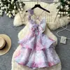 Vestido Floral Romántico Estilo Resort con Cuello en V para Mujer, Verano sin Espalda con Lazos, Línea A, Sexy y Elegante, Efecto Adelgazante