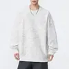 Roupa Masculina Shanggu Primavera e Outono Moletom Texturizado Pesado Masculino Tendência Solto Estilo Americano Gola Redonda com Design Falso de Duas Peças