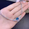 Colar de Topázio Azul London Puro Natural Azul London Super Profundo 7*9mm Prata 925 Acabamento Fino