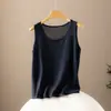 Camisola ligera de cachemir 100% puro para mujer, de hilo fino 80, imitación, holgada, casual, simple, versátil, sin mangas, capa base