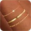 Pulsera de moda transfronteriza con incrustación de circonita individual, cadena de perlas de mijo de acero inoxidable, pulsera brillante, pulsera de tres piezas, venta al por mayor