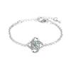 Moda Europa y Estados Unidos transfronterizo s925 plata microincrustación circonita hierba de la suerte pendientes collar anillo abierto joyería de comercio exterior juego de 4 piezas