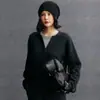 Suéter de Cachemira para Mujer Otoño e Invierno Nuevo Tejido de Punto Cuello Redondo Falso de Dos Piezas Holgado Casual Moda Simple Versátil Tejido de Punto de Cachemira