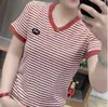 Nuevo top de moda de verano para mujer, corte holgado a rayas, ajustado, para madres