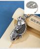 Pingente de prata de lei S925 com carpa da sorte pintada em esmalte estilo étnico, colar com corrente para suéter vintage masculino e feminino