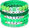 Calle. Pulsera del Día de San Patricio Pulsera Fresca Verde de Arcilla Suave Transfronteriza Europea y Americana Festival Irlandés Lucky Lucky