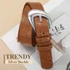 Cinto de Couro Novo Vintage Transfronteiriço para Mulheres, Cinto de Verão para Jeans, Cinto Decorativo Versátil Fino de Couro Bovino, Preto