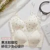 Camisola interior de estilo rústico con estampado floral pequeño sin costuras para mujer, efecto de realce y reunión, anti-caída, sujetador fino sin aros