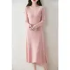 Outono e Inverno Novo Suéter Feminino Gola V Fenda Média Slim Fit Manga Longa Casual Simples Tricô de Lã Pura