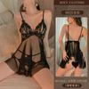 Yiyue lingerie sexy sexy alça renda tentação nightdress malha quente pijamas transparente uniforme aberto 8825