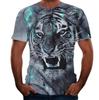 Comércio Exterior Transfronteiriço Nova camiseta com estampa de animal 3D Manga curta de tigre camiseta de leão masculina roupas masculinas de lobo cachorro novas para lazer