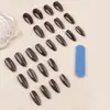 Uñas Postizas Portátiles Negras Ojo de Gato Cielo Estrellado Gris-Negro de 24 Piezas Transfronterizas, Color Sólido Ojo de Gato Dragon Ball Hielo Transparente Puntas de Uñas con Forma de Gota de Agua
