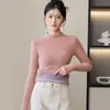 2026 Nova Camisa Base Térmica com Gola Alta Meia-Altura Forrada de Lã Grossa para Mulheres, Roupa Interna Térmica de Outono e Inverno, Roupa de Manga Longa para Mulheres