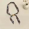 Colar Lenço de Seda com Contas de Bolinhas para Mulheres, Design Único, Gargantilha de Tecido Ajustável, Lenço de Pescoço, Acessório de Roupa