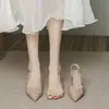 Salto Alto Feminino Estilo Francês Primavera Verão Boca Rasa Sapatos de Casamento Tamanho Grande Moda 2026 Cor Nude Estilo Little Xiang Versátil Salto Agulha Bico Fechado