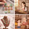 Cuentas espaciadoras de calabaza de aceite con goteo de oro estilo chino con agujero pasante, monedas de la fortuna, accesorios para pulseras DIY que atraen la riqueza