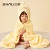 Bata de Baño con Capucha de Dibujos Animados Sanli para Niños, Manta de Coral Absorbente, Bata Portátil para Bebé, Toalla Envolvente