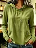 2026 Nuevo Sudadera con Capucha y Cordón de Manga Larga para Mujer Estilo Europeo y Americano Otoño/Invierno Moda Casual Bolsillo Color Sólido Top Transfronterizo