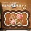 Alfombrilla de baño estilo retro, ligera y lujosa, con diseños florales únicos, hecha de tierra de diatomeas para absorción y secado rápidos, adecuada para inodoros y baños, y que ofrece resistencia a las manchas y propiedades antideslizantes