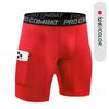 Shorts de fitness de alta elasticidade para corrida transfronteiriça com bolso, leggings justas de basquete de secagem rápida e absorventes de suor de cinco pontos no atacado