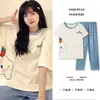 Transmisión en vivo puede usar pijama mujeres verano manga corta pantalones verano habitación con aire acondicionado ocio deportes menos mujeres ropa de casa traje