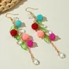 Accesorios Europeos y Americanos, Moda Japonesa y Coreana Pendientes Largos de Borla de Acrílico, Pendientes de Flor de Rosa de Temperamento Dulce y Fresco