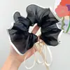 Nuevo anillo para el pelo de malla súper grande con cinta de perlas para primavera y verano, anillo de intestino grueso de color sólido coreano, anillo de intestino grueso de temperamento, borde de bloqueo, flor