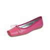 ¡Color de caramelo dulce Yingmeier ~! Zapatos de ballet planos de verano retro para mujer, punta cuadrada, escote bajo, con lazo, zapatos de leche