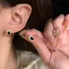 Aretes de Zirconia Negra, Aretes Pequeños de Zirconia Incrustados con Diamantes Estilo Francés, Modernos, Sencillos, Elegantes, Lujo Ligero, Estilo Fresco, Accesorios de Oreja Personalizados