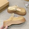 Chinelo Meio Tamanco Estilo Francês Sola Grossa Roupa Feminina Primavera e Verão Novo Estilo Pérola Estilo Fada Slip-on Sapatos Mary Jane para Mulheres
