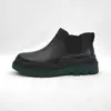 Botines Negros Chelsea Cortos Estilo Celebridad de Internet Mona para Hombre, Botas Martin Británicas de Cuero Genuino sin Cordones de Caña Media con Suela Gruesa