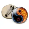 Accesorios al por mayor Patrón Yin-Yang Tai Chi Bagua Huella de pata de gato Broche Redondo de Piedra de Tiempo Insignia Moda Estilo Viajero
