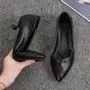Zapatos de Tacón Alto Elegantes Negros de Punta Fina, Cuero Suave Profesional, para Usar en Exteriores 2026 Cómodos, Suela Suave, Versátiles, Zapatos de Cuero para Mujer