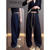 Jeans azul oscuro para mujer Otoño Nuevo talla grande para chica gordita Cintura alta Pantalones Machete Look delgado Pantalones de pierna ancha Figura de pera