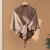 Chal de cachemira, prenda exterior para mujer, chal triangular cálido, bufanda tejida, calentador de cuello, pieza de moda versátil, color liso, capa exterior