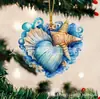 Pendente Decorativo Acrílico Concha Azul Transfronteiriço Acessórios para Chaveiro de Carro Mochila Pingente Pingente de Natal