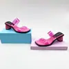 Chinelos de Salto Alto Estilo Moda Transfronteiriça para Mulheres, Verão Transparente Cor Sólida Versátil Elegante Salto Grosso Grande Tamanho Salto Agulha