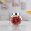 Venda por atacado tambor plano garrafa de doces transparente jar cozinha armazenamento jar caixa de armazenamento de doces frasco de vidro selado Ninho de pássaro garrafa de tempero