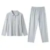Ropa de Casa Otoño e Invierno con Almohadillas en el Pecho para Mujer 2026 Nuevo Estilo Cárdigan Traje Cómodo con Botones y Mangas Largas Que Se Pueden Usar Afuera Pijama de Color Sólido