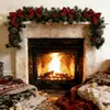 Enredadera de Bayas Rojas Navideñas 180 cm / 2.7 m Enredadera Decorativa Roja Densa para Navidad Enredadera de Puerta Decoración de Puerta