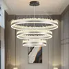 Lámpara de Sala de Estar Nueva 2025 Minimalista Moderna Artística Nórdica Duplex Villa Pasillo Anillo Círculo Lámpara de Restaurante