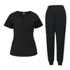 Ropa de Trabajo de Salón de Belleza para Mujer Ropa para Lavar Manos de Quirófano Ropa para Lavar Ropa Manga Corta Doctor Traje Elástico de Fregado Comercio Exterior