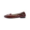 Bailarinas poco profundas de punta redonda estilo francés para mujer, zapatos planos de verano para combinar con faldas, con detalle de lazo, suela suave, zapatos tipo "huevo enrollado" sin cordones