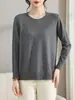 Novedad de Otoño 2026: Suéter de Punto Redondo para Madre, Suéter de Manga Larga de Color Sólido, Blusa de Talla Grande para Mujeres de Mediana Edad y Mayores