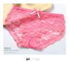 Ropa Interior Transpirable para Mujer Sexy Jacquard Transparente con Moño y Corte Calado de Encaje Braguitas de Cintura Media 017-2