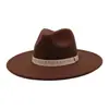 Estilo Ocidental Transfronteiriço Masculino e Feminino Outono e Inverno Estilo Étnico Novo Top Coração de Pêssego Chapéu de Jazz Chapéu de Lã de Aba Larga