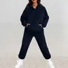 Amazon 2025 Nuevo Conjunto Europeo y Americano Transfronterizo para Mujer de Manga Larga Casual Jersey Corto y Pantalón de Pierna Ancha de Dos Piezas