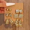 6Pcs Europeos y Americanos Transfronterizos Nueva Moda Simples Creativos Personalidad Forma de C Gota de Agua Forma de C Grano Pendientes