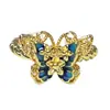 2025 Nuevo Celebridad de Internet China Vintage Dibujo de Alambre Moda Exquisito Anillo para Mujer Gradiente Chapado en Oro Esmalte Mariposa Lujo Ligero Anillo de Dedo